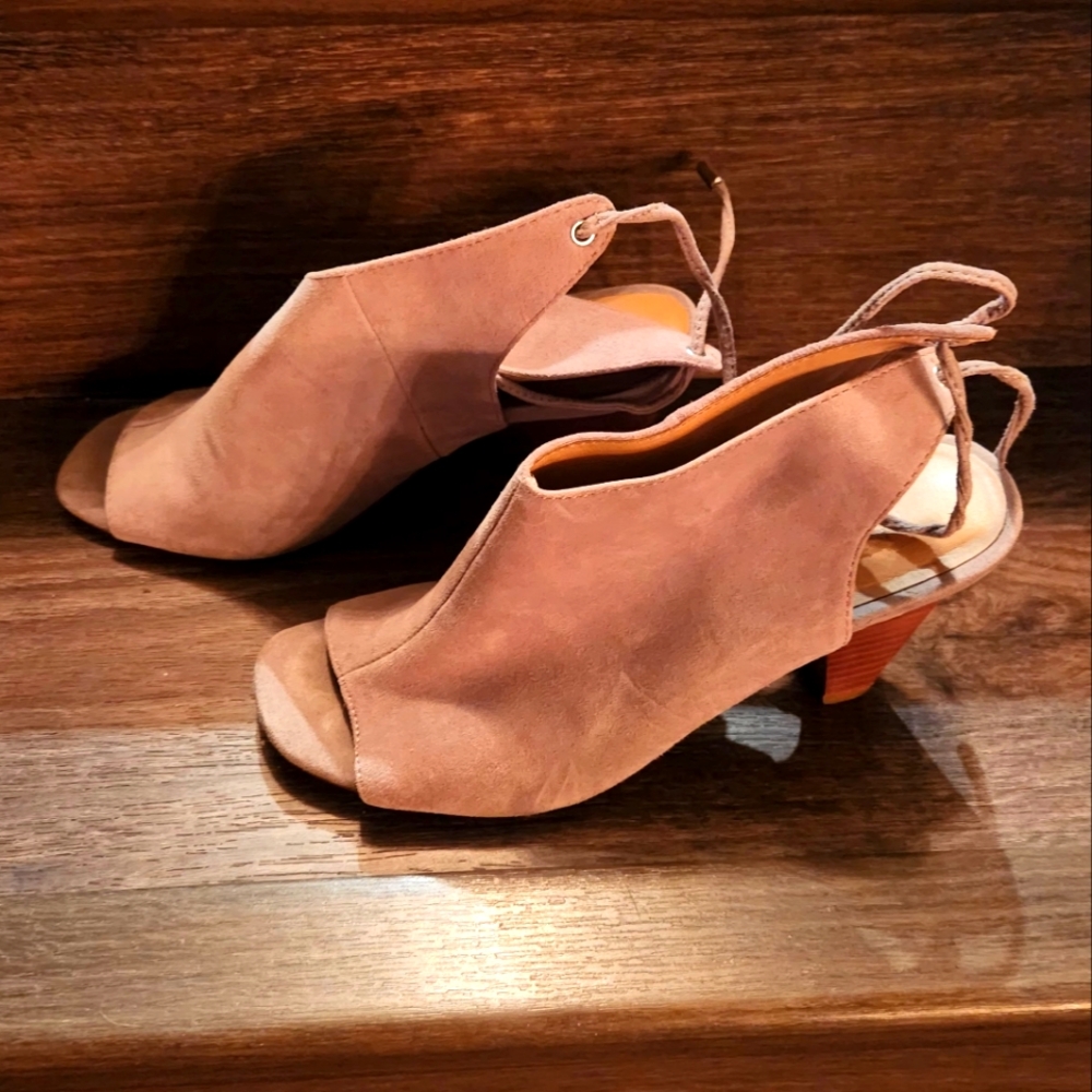 Franco Sarto - Grey suede open-toe booties